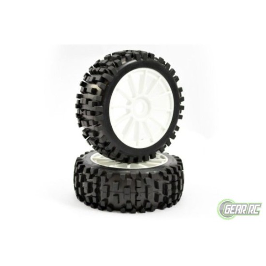 Fastrax 1/8th PreMounted Buggy Tyres 'Rock-block/12 Spoke
