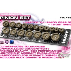  Set Of 18 Alu Pinions 64P With Caddy 18T ~ 35T