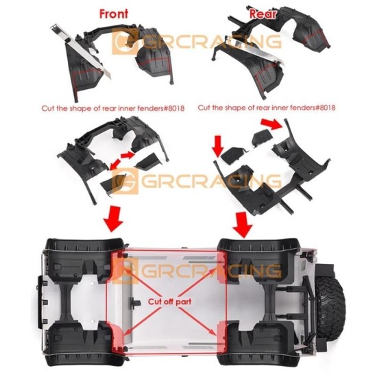 Injora Full Interior Body Shell Cab Seat Kit For TRX-4 Denfender