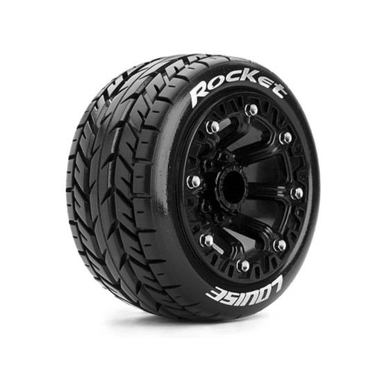 Louise RC ST-ROCKET 1-16 Truck Bandenset Gemonteerd Sport Velgen 2.2 Zwart Zeskant 12mm