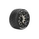 Louise RC MFT ST-ROCKET 1-10 Monster Truck Tire Set Mounted Black Chrome 2.8 Bead-Lock Wheels  0-Offset Hex 12mm 2 pcs