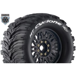 Louise RC MFT MT-CYCLONE 1:8 Monster Truck Banden Set Zwart Gemonteerd – Verwisselbare 0 en 1/2 Offset 17mm Zeskant 2 stuks
