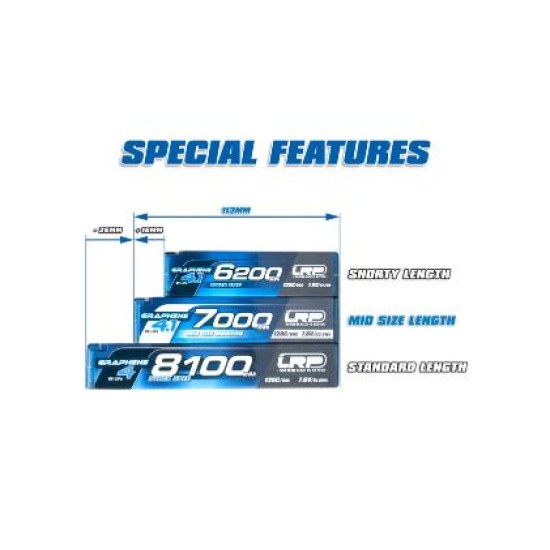 LRP HV Mid Size Modified GRAPHENE-4.1 7000mAh Hardcase – 7,6V LiPo – 120C/60C