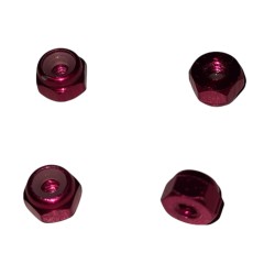 MiniZ 2mm aluminium wielmoeren roze met locknut 4 stuks