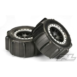 Sling Shot 4.3 Pro-Loc Sand Tires (2) Mounted on Impulse Pro-Loc Black Wheels with Stone Gray Rings for X-MAXX Front or Rear