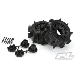 Sand Paw LP 2.8" Sand Tires Mounted for Rustler 2wd & 4wd Front and Rear, Mounted on Raid Black 6x30 Removable Hex Wheels