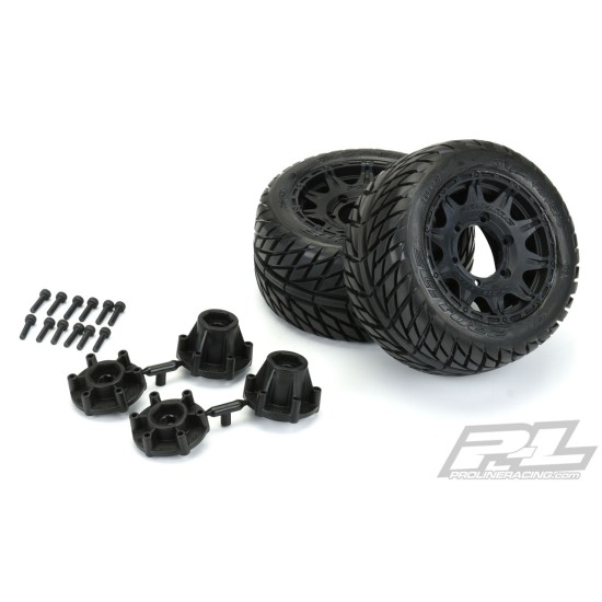 Street Fighter LP 2.8 Street Tires Mounted on Raid Black 6x30 Removable Hex Wheels (2) for Rustler 2wd & 4wd Front and Rear Street Fighter LP 2.8 Street Tires Mounted on Raid Black 6x30 Removable Hex Wheels (2) for Rustler 2wd & 4wd Front and Rear