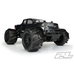 Dumont 2.8 Sand/Snow Tires Mounted for Stampede 2wd & 4wd Front and Rear, Mounted on Raid Black 6x30 Removable 12mm Hex Wheels