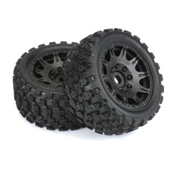Badlands MX57 All Terrain Tires Mounted on Raid 5.7 Black Wheels (2) for X-MAXX, KRATON 8S