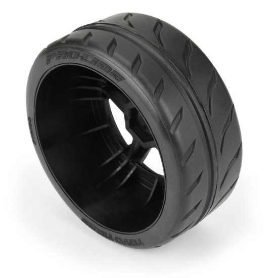 Toyo Proxes R888R 42/100 2.9" S3 (Soft) Street BELTED Tires Mounted on Black 5-Spoke 17mm Wheels (2) for Felony Front or Infraction & Limitless Front or Rear