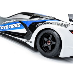 Toyo Proxes R888R 53/107 2.9" S3 (Soft) Street BELTED Tires Mounted on Black 5-Spoke 17mm Wheels (2) for Felony Rear