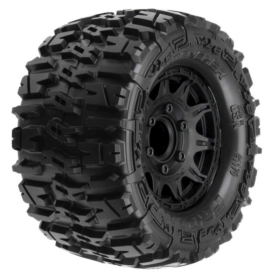 Trencher 2.8 All Terrain Tires Mounted on Raid Black 6x30 Removable Hex Wheels (2) for Stampede 2wd & 4wd Front and Rear