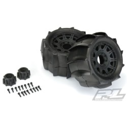 Sling Shot 3.8 Sand Tires Mounted on Raid Black 8x32 Removable Hex Wheels (2) fo