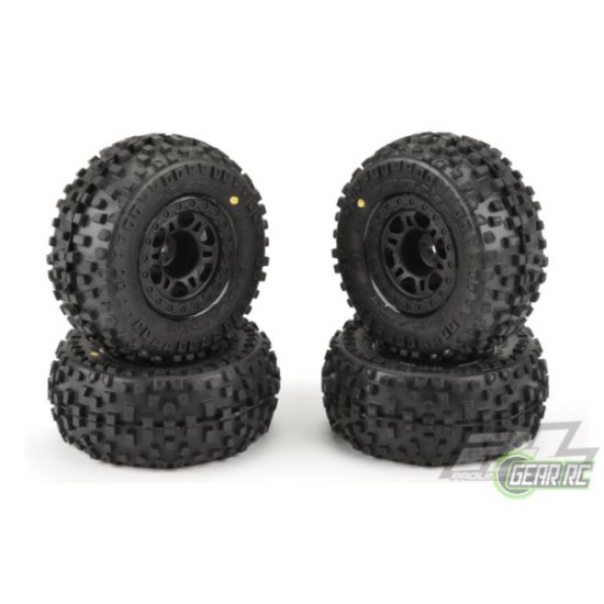 Badlands SC 2.2/3.0 M2 (Medium) Tires Mounted on Split Six Black Wheels (4 pack)