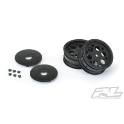 Showtime 2.2" Sprint Car 12mm Hex Front Black Wheels (2) for Dirt Oval (using 2.2" 2WD Buggy Front Tires)