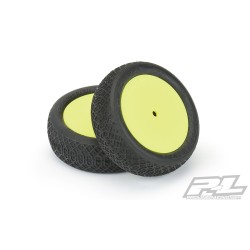 Electron 2.2” 2WD MC (Clay) Off-Road Buggy Tires Mounted on Velocity Yellow Wheels for TLR 22 5.0 2WD Buggy Front