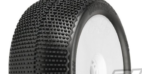 Buck Racing Tires Buck Shot 4.0 S3 (Soft) Off-Road 1:8 Truck Tires Mounted on White Zero ...