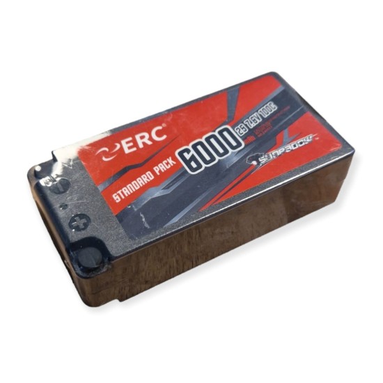 Sunpadow hardcase shorty ERC Lipo Battery 6000mAh-2S1P-7.6V 4mm plugs