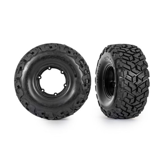 Banden en wielen, gemonteerd en gelijmd, links (1), rechts (1) (zwarte wielen, Maxx Slash met riem versterkte banden, foam inserts) (buiten) 2 stuks