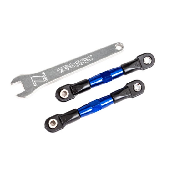 Camber links, rear (TUBES blue-anodized, 7075-T6 aluminum, stronger than titanium) (2) (assembled with rod ends and hollow balls)/ aluminum wrench (1) (fits Drag Slash)