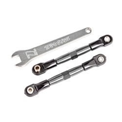 Camber links, front (TUBES charcoal gray-anodized, 7075-T6 aluminum, stronger than titanium) (2) (assembled with rod ends and hollow balls)/ aluminum wrench (1) (fits Drag Slash)