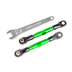 Camber links, front (TUBES green-anodized, 7075-T6 aluminum, stronger than titanium) (2) (assembled with rod ends and hollow balls)/ aluminum wrench (1) (fits Drag Slash)