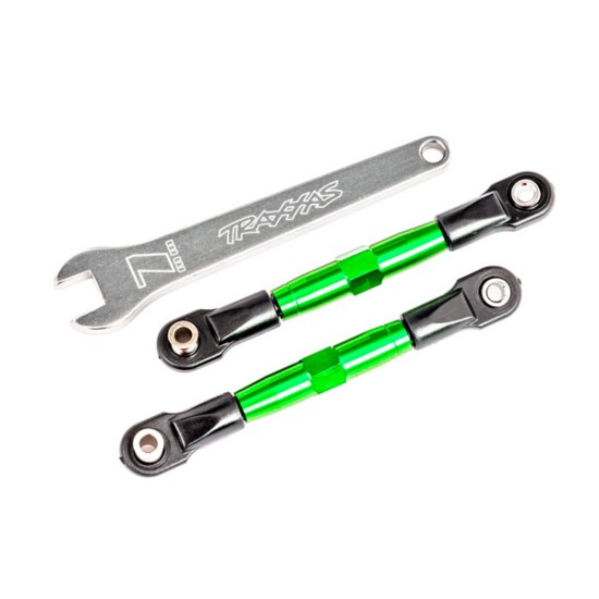 Camber links, front (TUBES green-anodized, 7075-T6 aluminum, stronger than titanium) (2) (assembled with rod ends and hollow balls)/ aluminum wrench (1) (fits Drag Slash)