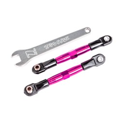 Camber links, front (TUBES pink-anodized, 7075-T6 aluminum, stronger than titanium) (2) (assembled with rod ends and hollow balls)/ aluminum wrench (1) (fits Drag Slash)