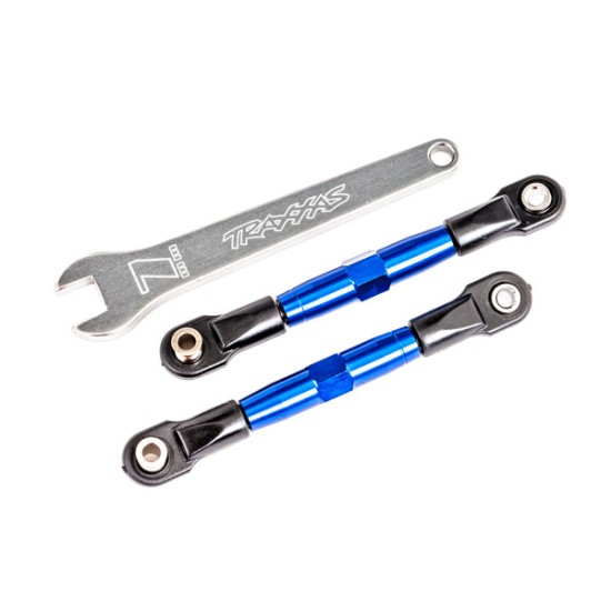 Camber links, front (TUBES blue-anodized, 7075-T6 aluminum, stronger than titanium) (2) (assembled with rod ends and hollow balls)/ aluminum wrench (1) (fits Drag Slash)