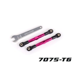 Toe links, front (TUBES pink-anodized, 7075-T6 aluminum, stronger than titanium) (2) (assembled with rod ends and hollow balls)/ aluminum wrench (1) (fits Drag Slash)
