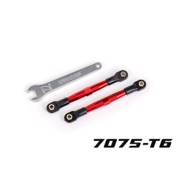 Toe links, front (TUBES red-anodized, 7075-T6 aluminum, stronger than titanium) (2) (assembled with rod ends and hollow balls)/ aluminum wrench (1) (fits Drag Slash)