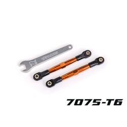 Toe links, front (TUBES orange-anodized, 7075-T6 aluminum, stronger than titanium) (2) (assembled with rod ends and hollow balls)/ aluminum wrench (1) (fits Drag Slash)