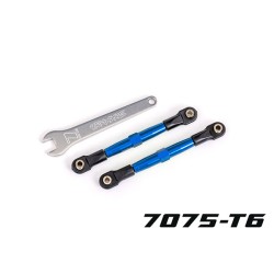 Toe links, front (TUBES blue-anodized, 7075-T6 aluminum, stronger than titanium) (2) (assembled with rod ends and hollow balls)/ aluminum wrench (1) (fits Drag Slash)