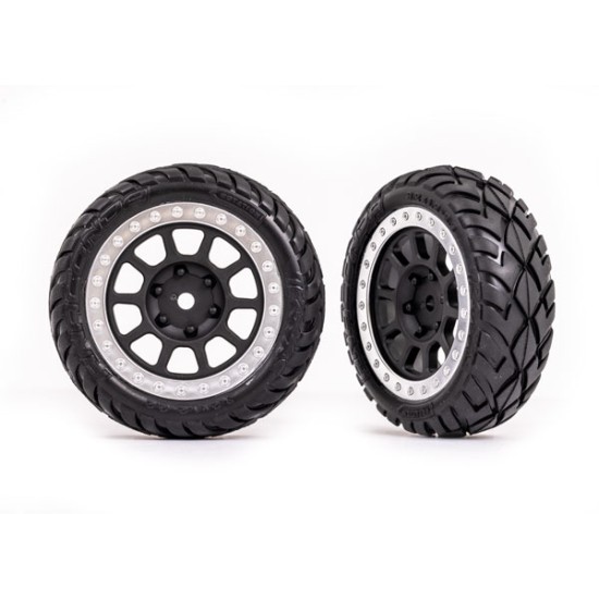 Tires & wheels, assembled (2.2' graphite gray, satin chrome beadlock wheels, Anaconda 2.2' tires with foam inserts) (2) (Bandit front)