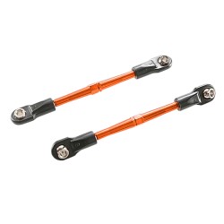 Turnbuckles, aluminum (orange-anodized), toe links, 59mm (2) (assembled w/ rod ends & hollow balls) (requires 5mm aluminum wrench #5477)