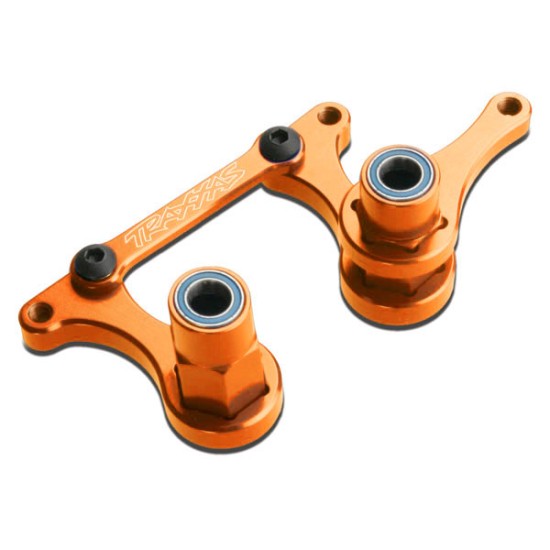 Steering bellcranks, drag link (orange-anodized 6061-T6 aluminum)/ 5x8mm ball bearings (4)/ hardware (assembled)