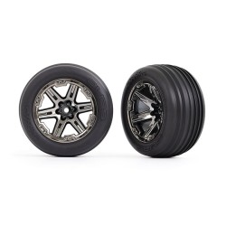 Tires & wheels, assembled, glued (2.8') (RXT black chrome wheels, ribbed tires, foam inserts) (electric front) (2)