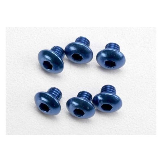 Screws, 4x4mm button-head machine, aluminum (blue) (hex driv