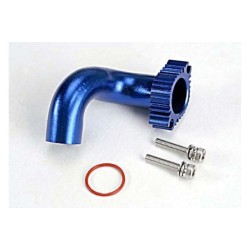 Header, blue-anodized aluminum (for rear exhaust engines onl