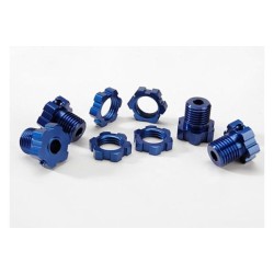 Wheel hubs, splined, 17mm (blue-anodized) (4)/ wheel nuts, s
