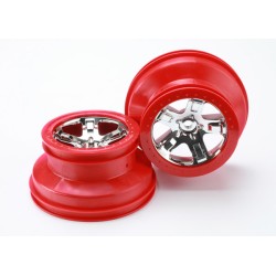 Wheels, SCT chrome, red beadlock style, dual profile (2.2' outer 3.0' inner) (2) (4WD front/rear, 2WD rear only)