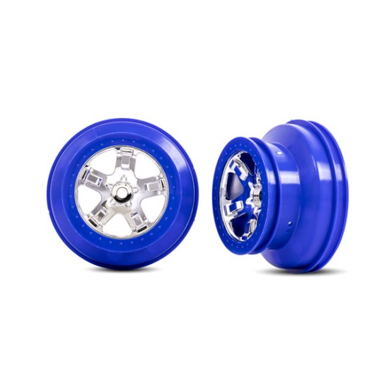 Wheels, SCT chrome, blue beadlock style, dual profile (2.2' outer 3.0' inner) (2) (4WD front/rear, 2WD rear only)