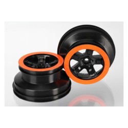 Wheels, SCT black, orange beadlock style, dual profile (2.2
