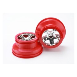 Wheels, SCT chrome, red beadlock style, dual profile (2.2 outer, 3.0 inner) (2WD front) (2)