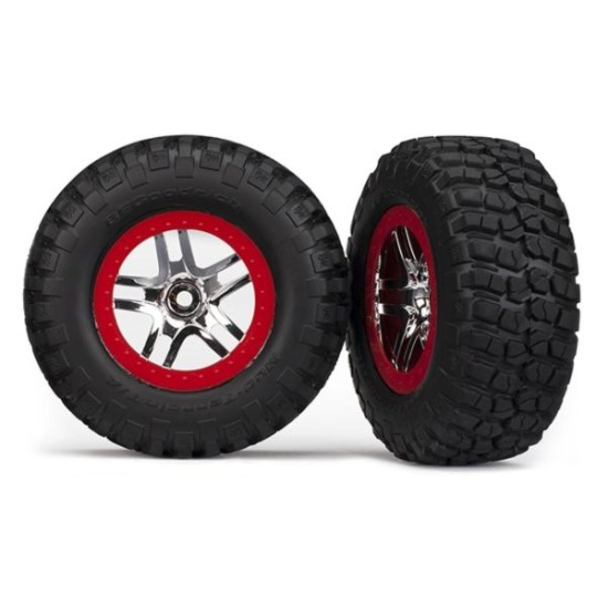 Tire & wheel assy, glued (SCT Split-Spoke, chrome red beadlo