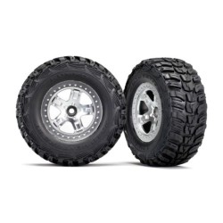 Tires & wheels, assembled, glued (SCT satin chrome, beadlock style wheels, Kumho tires, foam inserts) (2) (2WD front)