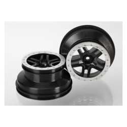 Wheels, SCT Split-Spoke, black, satin chrome beadlock style