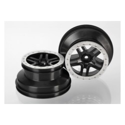Wheels, SCT Split-Spoke, black, satin chrome beadlock style