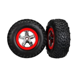 Tires & wheels, glued on SCT Chrome wheels TSM Rated 2wd fr