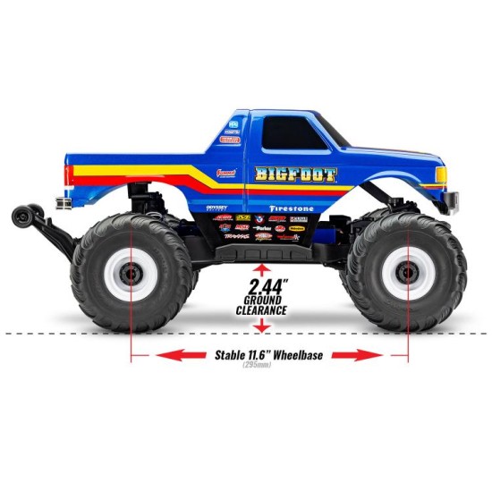 Traxxas bigfoot 4X4 Brushless 2s 1/10-schaal 4WD Monster Truck Blauw